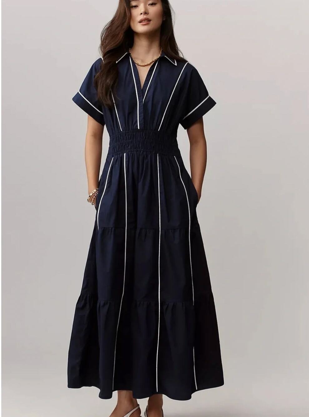 Anthropologie Somerset Maxi Dress Cotton Blue XS